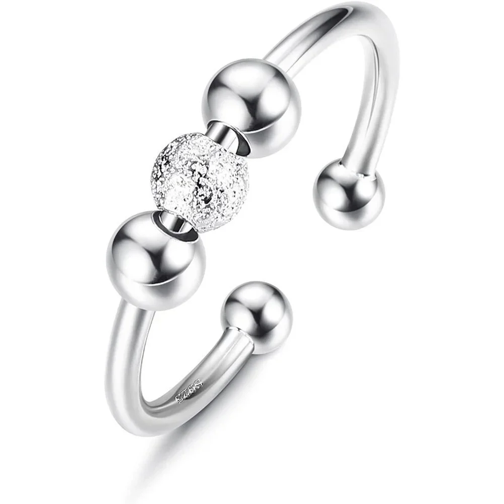 925 Sterling Silver Anti Anxiety Rings for Women Men
